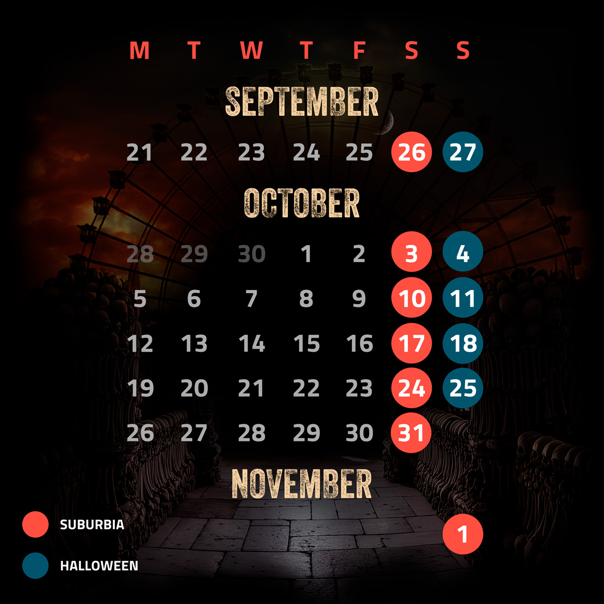 Calendar Halloween Suburbia